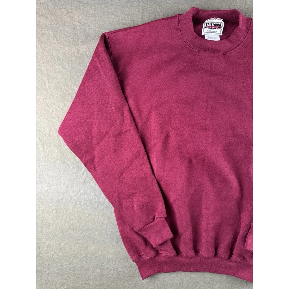 Vintage 90s Britannia Sweatshirt NWT Heavyweight Blank Burgundy M